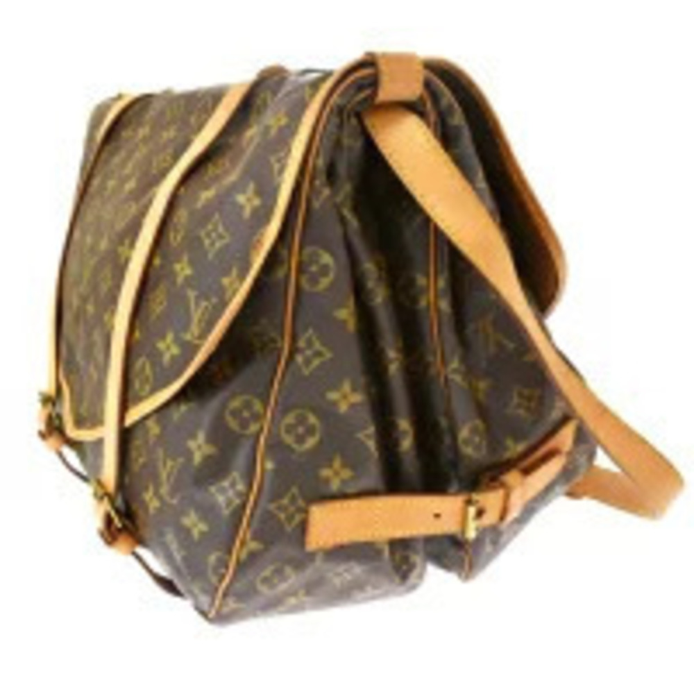 Louis Vuitton Shoulder Bag Monogram Leather Saumur Brown